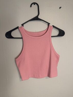 Pink Ribbed Razorback Tank